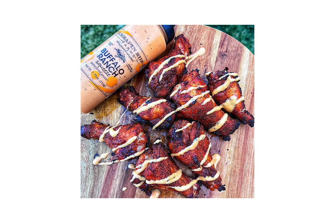 Dry Rub Buffalo Ranch Wings with Terrapin Ridge Farms Buffalo Ranch Squeeze Dry Rub Buffalo Ranch Wings with Terrapin Ridge Farms Buffalo Ranch Squeeze